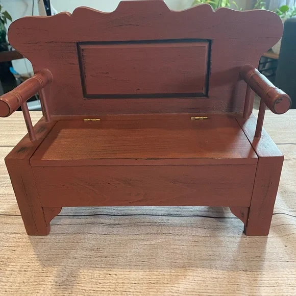 Rustic Wooden Dollhouse Bench with Storage - Picture 1 of 9